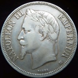5 francs argent Napoléon III 2 ème empire 1868 Strasbourg