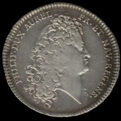 Jeton d'argent du régent Philippe d'Orléans et Louis XV