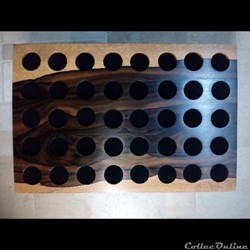 5 plateaux médaillier en Ziricote 30 x 20 cm, 40 alvéoles de 25 mm