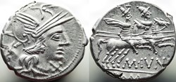 Crawford 220/1, M.IVNI (M. Ivnius Silanus), Denar, 145, Rom