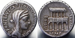 Crawford 429/2a P.FONTEIVS P.F.CAPITO (P. Fonteius P.f. Capito), Denar
