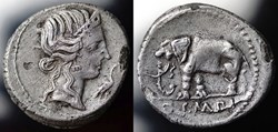 Crawford 374/1, Q.C.M.P.I (Q. Caecilius Metellus Pius) Denar, 81 BC, military mint north Italy