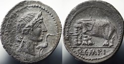 Crawford 374/1, Q.C.M.P.I (Q. Caecilius Metellus Pius) Denar, 81 BC, military mint north Italy