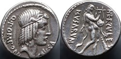 Crawford 410/1, Q.POMPONI MVSA (Q. Pomponius Musa) Denar, 66 B.C.