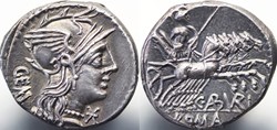 Crawford 244/1 C.ABVRI GEM (C. Aburius Geminus) Denar, 134 BC, Rom