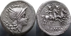 Crawford 126/1, VAR(A.Terrentius Varro), Denarius, 207 BC? Uncertain spanish mint