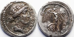 Crawford 436/1var. L. VINICI (L. Vinicius), Denarius Fourree