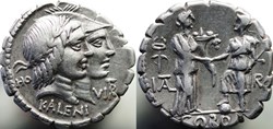 Crawford 403/1, KALENI, CODI (Q. Fufius Calenus, P. Mucius Scaevola Corpus), Denar, 70, Rom