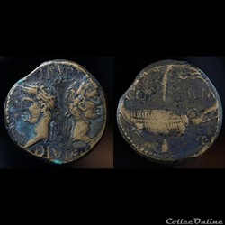 GAUL, Nemausus. Augustus, with Agrippa Dupondius