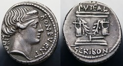 Crawford 416/1a LIBO (L. Scribonius Libo), Denar