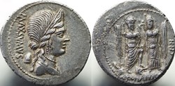 Crawford 391/3, C.EGNATIVS CN.F CN.N MAXSVMVS (C. Egnatius Maximus) Denar, 75 BC