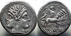 Crawford 29/3 Anonymous AR Didrachm – Quadrigatus (late 217-216 BC), Capua (?)