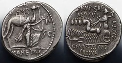 Crawford 422/1, PM.SCAVR, P.HVPSAEVS AED.CVR (M.Aemilius Scaurus, P. Plautius Hypsaeus)