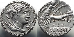 Crawford 383/1 TI.CAVD TI.F.AP.N (Tib. Claudius Nero) Denarius