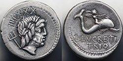 Crawford 390/2, L.LVCRETI TRIO (L. Lucretius Trio) Denarius, 73 B.C. Rome