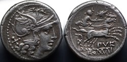 Crawford 187/1, PVR (Furius Purpurio), Denar, 169-158, Rom