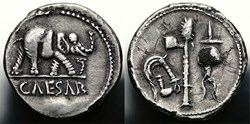 Crawford 443/1 CAESAR (C. Iulius Caesar), Denar