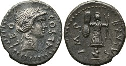 Crawford 506/2 M.BRVTVS IMP(M. Iunius Brutus; L.Pedamius Costa), Denar 43/42 B.C.