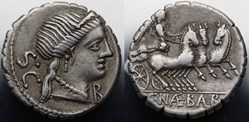 Crawford 382/1, C.NAE BALB (C.Naevius Balbus), Denar, Serratus