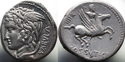 Crawford 395/1, L.COSSVTI C.F.SABVLA (L. Cossutius C. f. Sabula) Denar 74, Rom