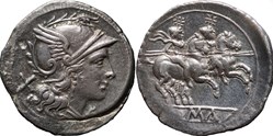 Crawford 53/2(var. RRSC I, B56), Anonym, Denar, after 211 B.C, Rome