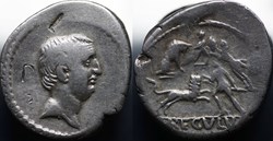 Crawford 494/30 L.LIVINEIVS REGVLVS IIIIVIR A.P.F. (L. Livineius Regulus) Denar, 42, Rom