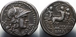 Crawford 229/1b, M.AVRELI COTA (M. Aurelius Cotta?), Denar, 139, Rom