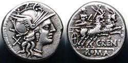 Crawford 231/1, C.RENI (C.Renius?) Denar, 139, Rom