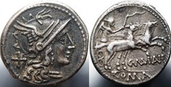 Crawford 203/1, C.MAIANI (C. Maianius?) Denar, 153, Rome