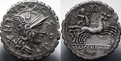 Crawford 282/4, Magistrate of Narbo(Crassus,Ahenobarbus,Scaurus, u.a.) Denar, 118 BC, Narbo