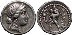 Crawford 458/1 CAESAR (C. Iulius Caeasar), Denar