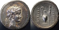Crawford 405/4b, M.PLAETORIVS CEST (M. Plaetorius M.f.Cestianus), AR Denarius