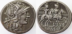 Crawford 209/1,L.ITI (L. Iteius?), Denarius, 149, Rome