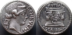 Crawford 416/1a LIBO (L. Scribonius Libo), Denar