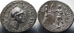 Crawford 469/1a CN MAGNVS IMP.M.POBLICI.LEG.PROPR(Cn. Pompeius Magnus Junior, C. Publicus), 46/45 BC