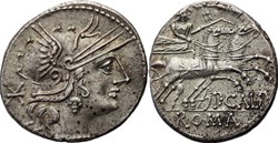Crawford 247/1 P.CALP (P. Calpurnius) Denarius, 133 BC, Rom
