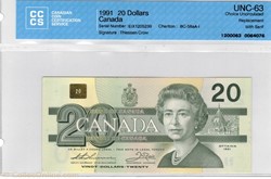 Billet de 20 dollars 1991