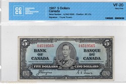 billet de 5 dollars 1937