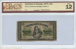 25 cents 1870 du dominion of Canada