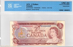 billet de 2 dollars 1974 BC-47 aA