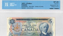 billets de 5 dollars 1972