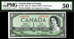 un dollars banque du Canada de 1954 BC-29a