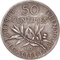 50 centimes Semeuse 1898 flan mat (PR65)