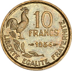 10 francs Guiraud 1954 (AU58)