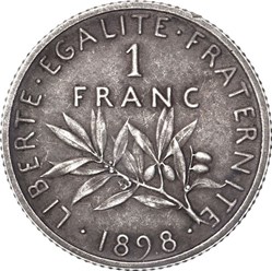 1 franc Semeuse 1898 flan mat (PR62)