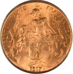 5 centimes Daniel-Dupuis 1917 (MS65RD)