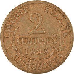 2 centimes Daniel-Dupuis 1898 flan mat