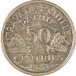 50 centimes Francisque 1943 B