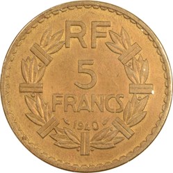 5 francs Lavrillier 1940