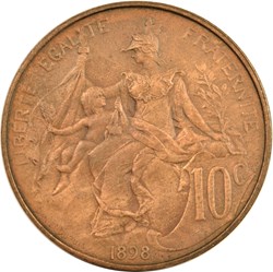 10 centimes Daniel-Dupuis 1898 flan mat